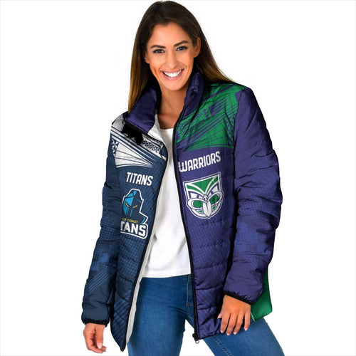 Custom Warriors-Titans Padded Jacket Together Sporty Style White Style