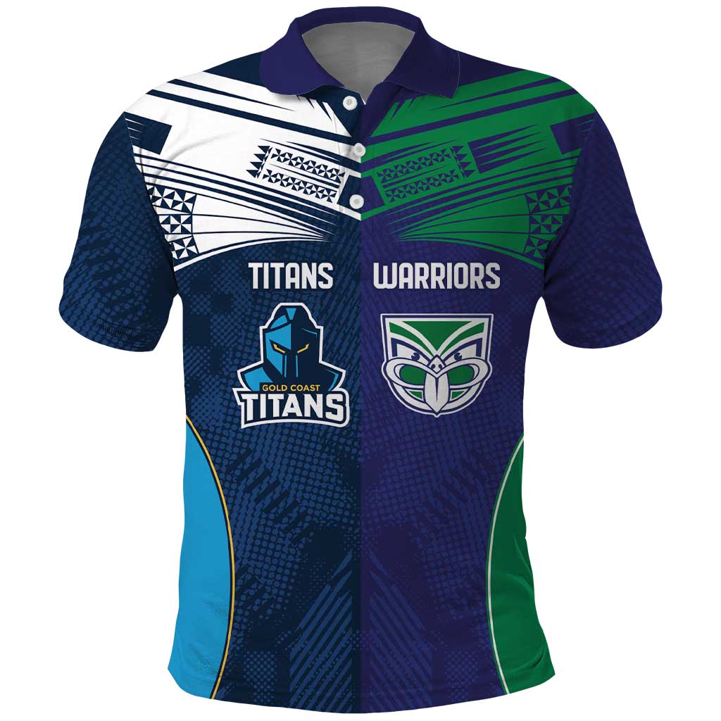 Custom Warriors-Titans Polo Shirt Together Sporty Style White Style