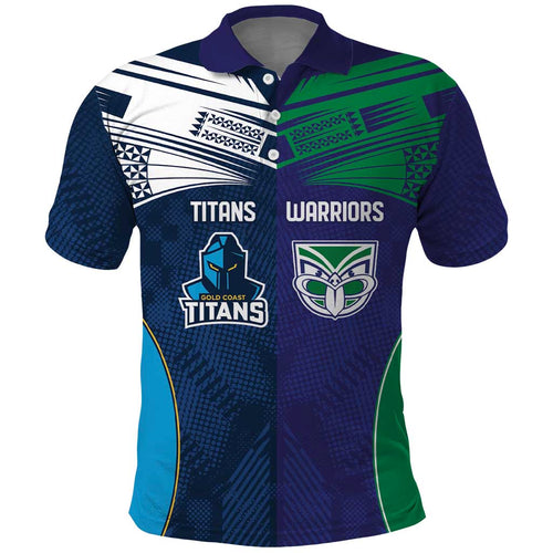 Custom Warriors-Titans Polo Shirt Together Sporty Style White Style