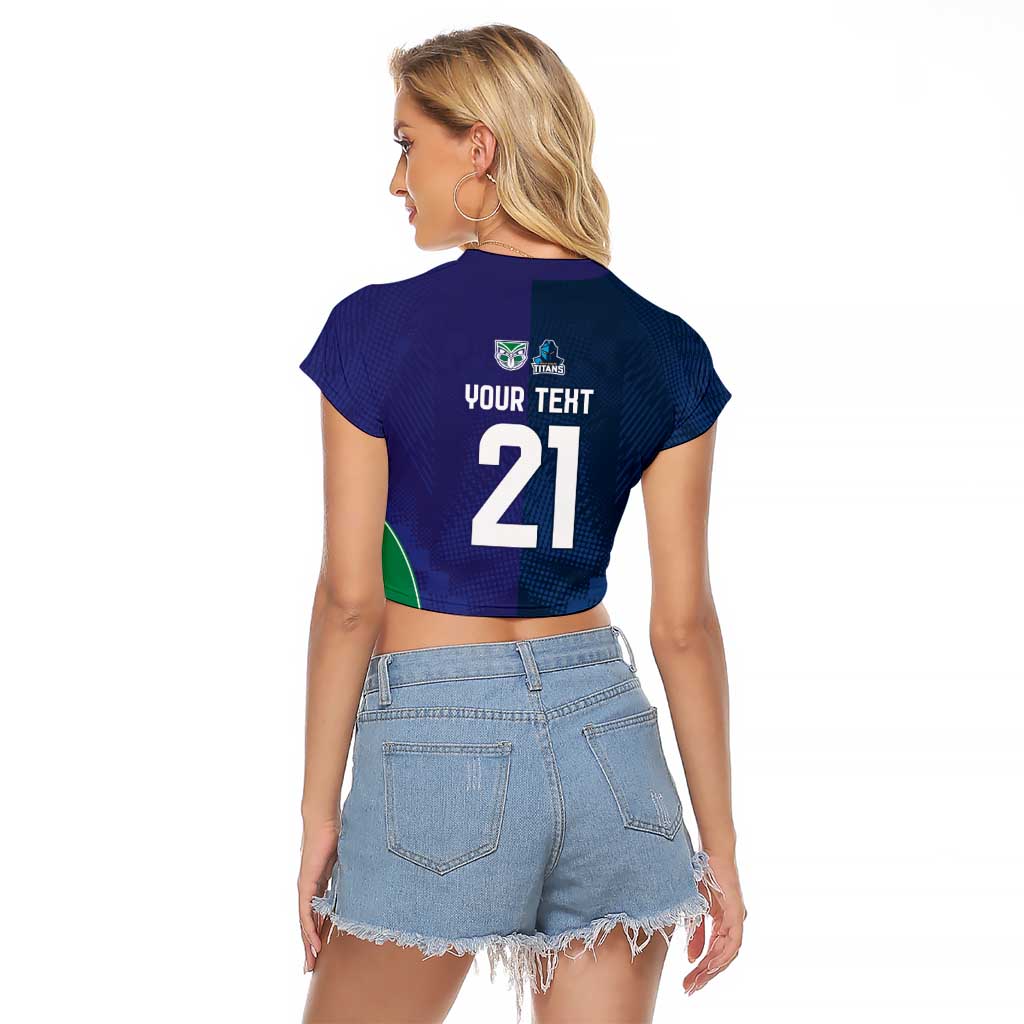 Custom Warriors-Titans Raglan Cropped T Shirt Together Sporty Style White Style