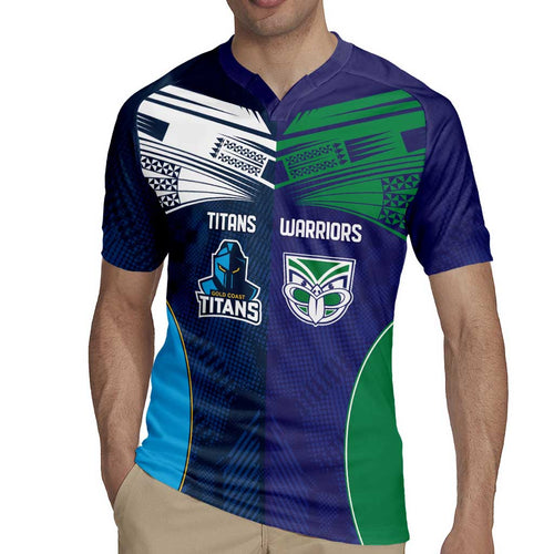 Custom Warriors-Titans Rugby Jersey Together Sporty Style White Style