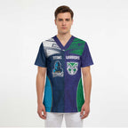Custom Warriors-Titans Scrub Top Together Sporty Style White Style