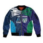 Custom Warriors-Titans Sleeve Zip Bomber Jacket Together Sporty Style White Style