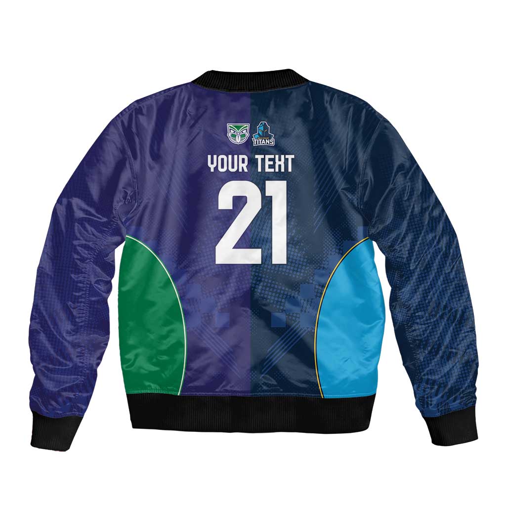 Custom Warriors-Titans Sleeve Zip Bomber Jacket Together Sporty Style White Style