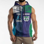 Custom Warriors-Titans Sleeveless Hoodie Together Sporty Style White Style