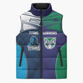 Custom Warriors-Titans Sleeveless Puffer Jacket Together Sporty Style White Style