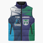 Custom Warriors-Titans Sleeveless Puffer Jacket Together Sporty Style White Style