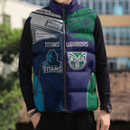 Custom Warriors-Titans Sleeveless Puffer Jacket Together Sporty Style White Style