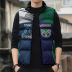 Custom Warriors-Titans Sleeveless Puffer Jacket Together Sporty Style White Style
