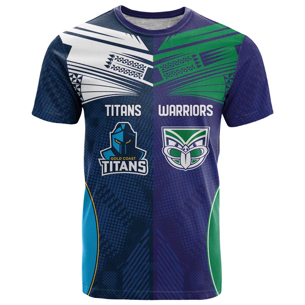 Custom Warriors-Titans T Shirt Together Sporty Style White Style