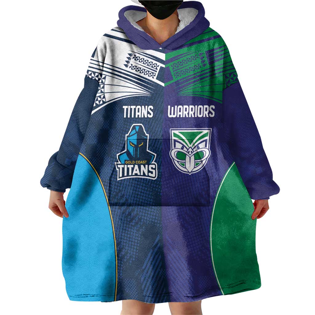 Custom Warriors-Titans Wearable Blanket Hoodie Together Sporty Style White Style