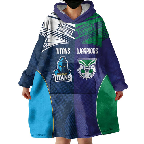 Custom Warriors-Titans Wearable Blanket Hoodie Together Sporty Style White Style