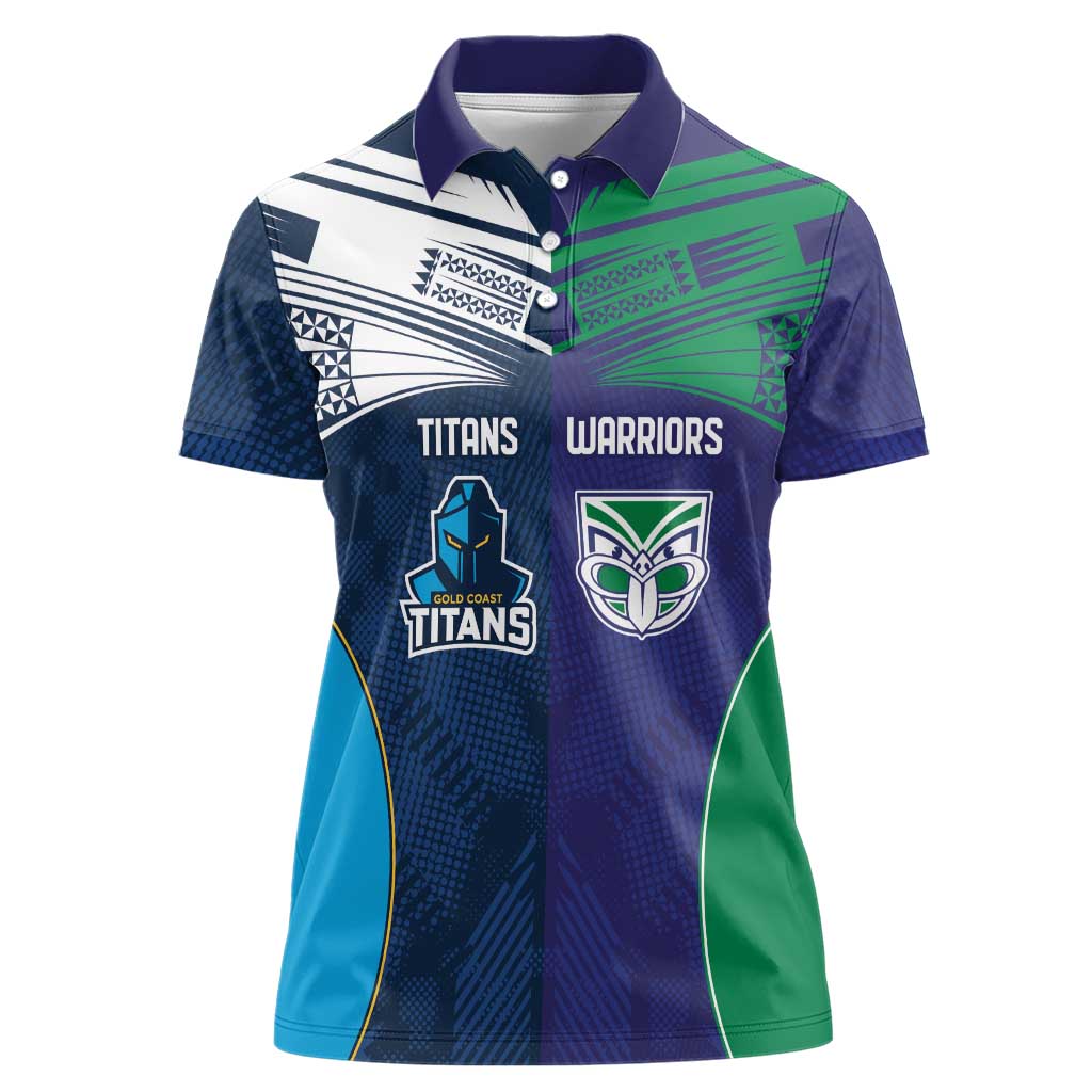 Custom Warriors-Titans Women Polo Shirt Together Sporty Style White Style