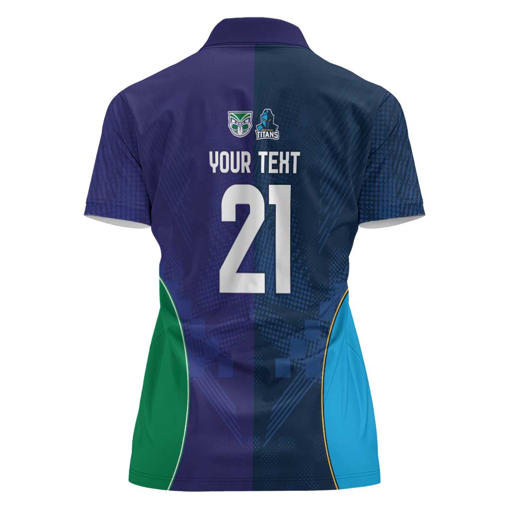 Custom Warriors-Titans Women Polo Shirt Together Sporty Style White Style