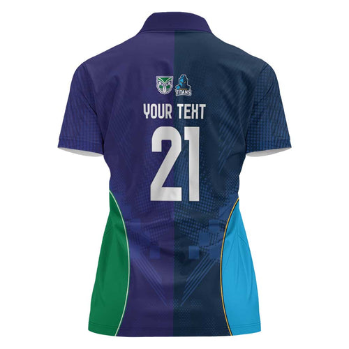 Custom Warriors-Titans Women Polo Shirt Together Sporty Style White Style