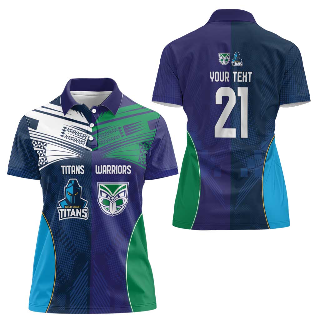 Custom Warriors-Titans Women Polo Shirt Together Sporty Style White Style