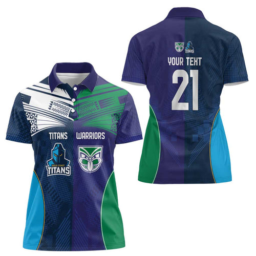 Custom Warriors-Titans Women Polo Shirt Together Sporty Style White Style