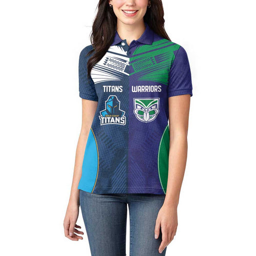 Custom Warriors-Titans Women Polo Shirt Together Sporty Style White Style
