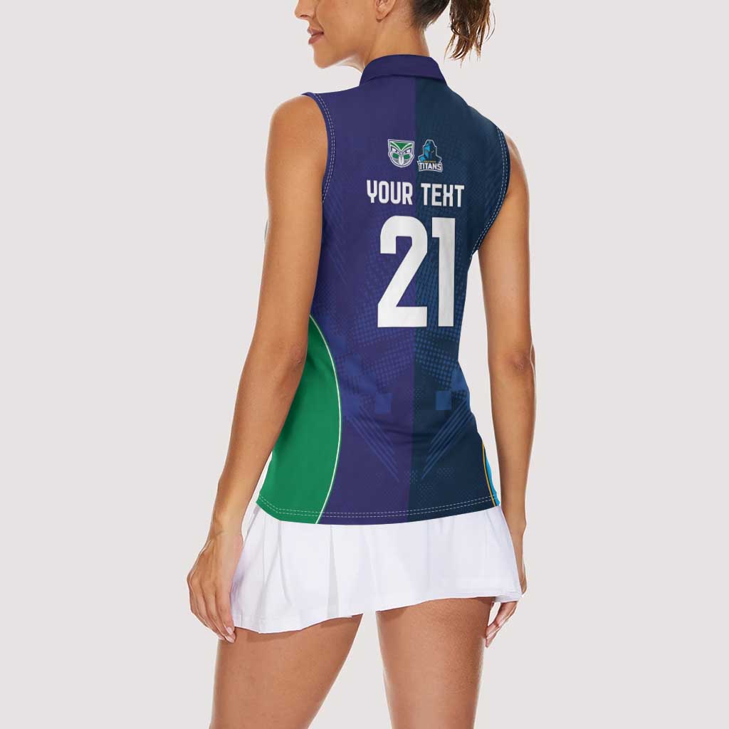 Custom Warriors-Titans Women Sleeveless Polo Shirt Together Sporty Style White Style