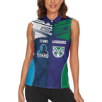Custom Warriors-Titans Women Sleeveless Polo Shirt Together Sporty Style White Style