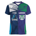 Custom Warriors-Titans Women V-Neck T-Shirt Together Sporty Style White Style