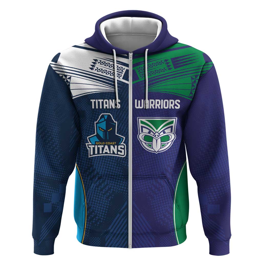 Custom Warriors-Titans Zip Hoodie Together Sporty Style White Style