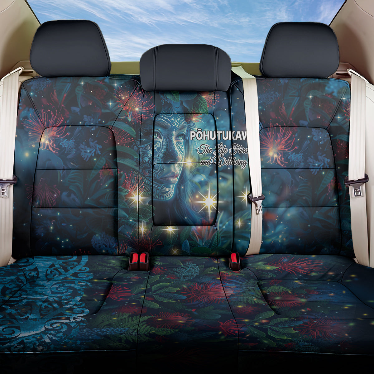 New Zealand Matariki Pohutukawa Back Car Seat Cover Te Mauri te Ora
