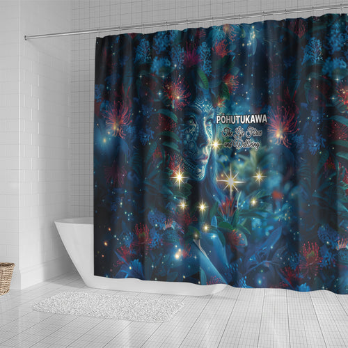 New Zealand Matariki Pohutukawa Shower Curtain Te Mauri te Ora