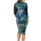 New Zealand Matariki Tupuanuku Long Sleeve Bodycon Dress Te Wā o te Hauhake