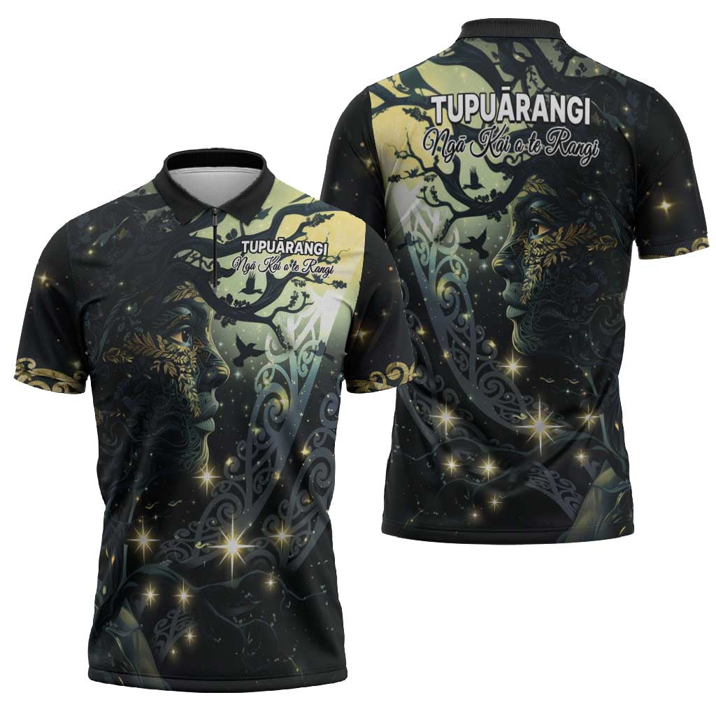 New Zealand Matariki Tupuarangi Zipper Polo Shirt Ng Kai o te Rangi - Aussie Hoodie