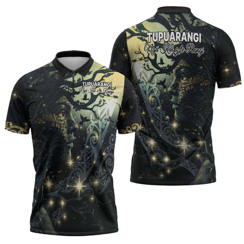 New Zealand Matariki Tupuarangi Zipper Polo Shirt Ng Kai o te Rangi - Aussie Hoodie