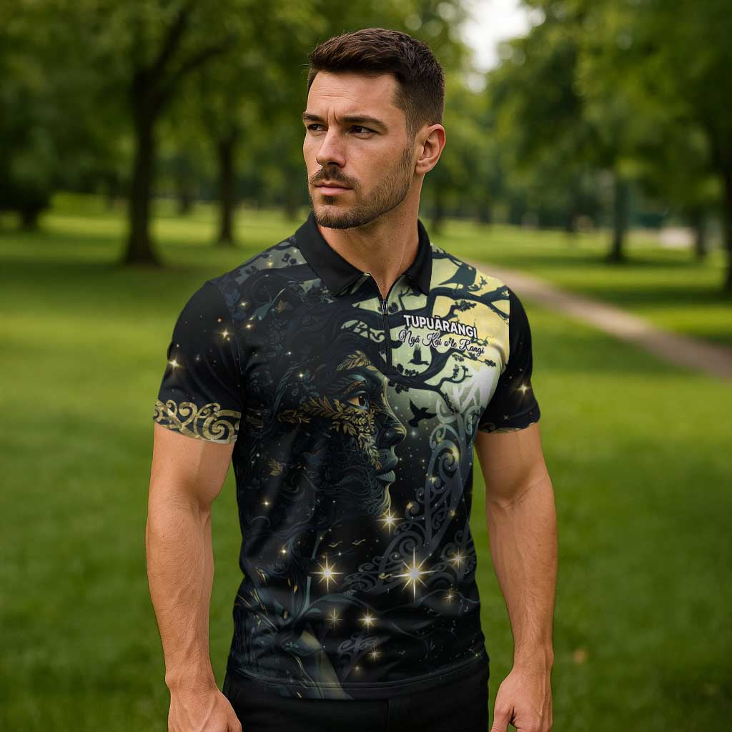 New Zealand Matariki Tupuarangi Zipper Polo Shirt Ng Kai o te Rangi - Aussie Hoodie