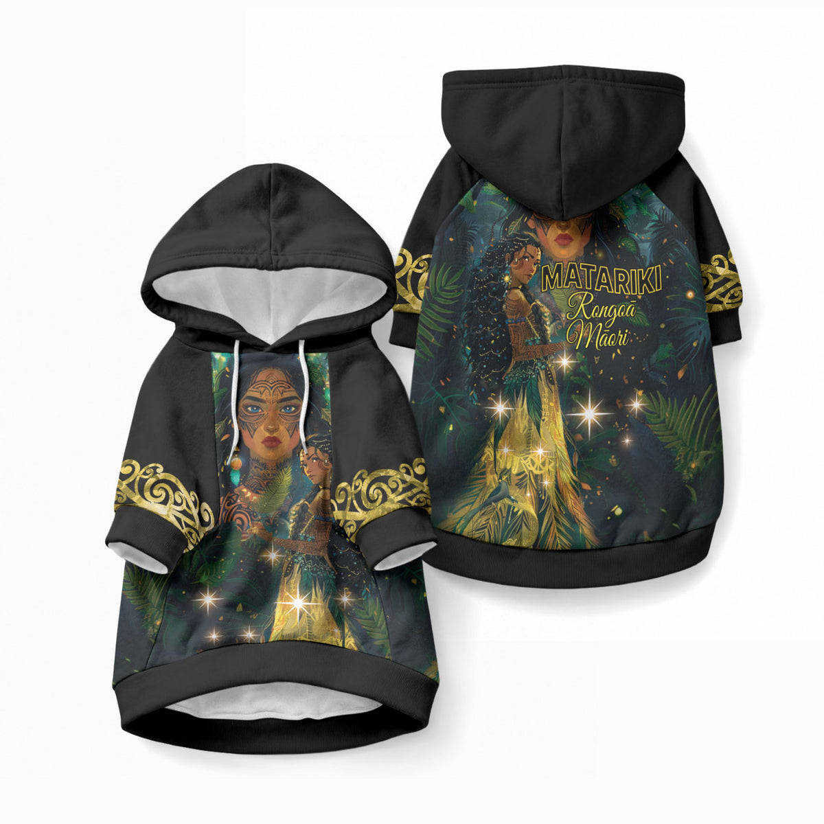 New Zealand Matariki Pet Hoodie Rongoā Māori Wellbeing and Good Luck