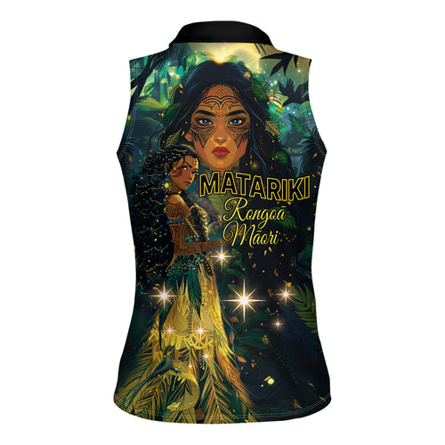 New Zealand Matariki Women Sleeveless Polo Shirt Rongoā Māori Wellbeing and Good Luck