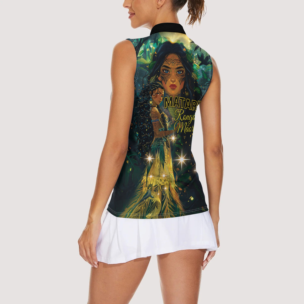 New Zealand Matariki Women Sleeveless Polo Shirt Rongoā Māori Wellbeing and Good Luck