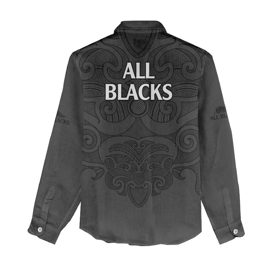 New Zealand Rugby Women Casual Shirt All Black Fern with Maori Tribal Pattern LT9