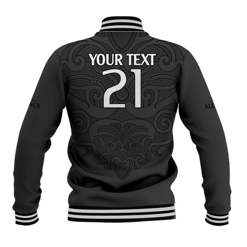 custom-text-and-number-new-zealand-rugby-baseball-jacket-all-black-fern-with-maori-tribal-pattern