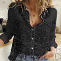 (Custom Text And Number) New Zealand Rugby Women Casual Shirt All Black Fern with Maori Tribal Pattern LT9