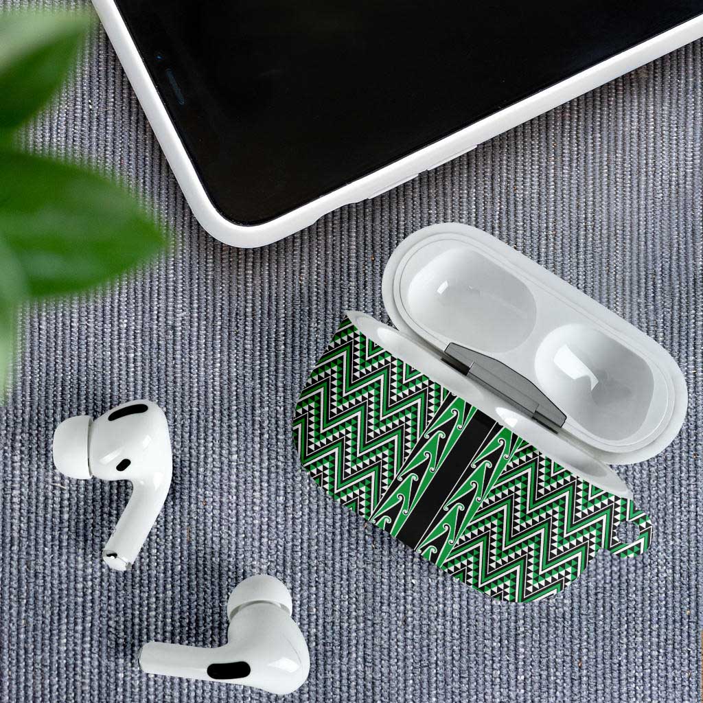New Zealand Maori Niho Taniwha AirPods Case Kakariki Mangopare and Puhoro Pattern - Aussie Hoodie