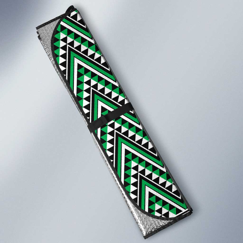 New Zealand Maori Niho Taniwha Auto Sun Shade Kakariki Mangopare and Puhoro Pattern - Aussie Hoodie