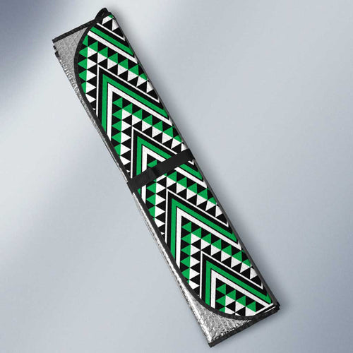 New Zealand Maori Niho Taniwha Auto Sun Shade Kakariki Mangopare and Puhoro Pattern - Aussie Hoodie