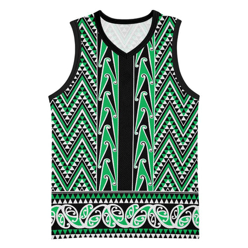 New Zealand Maori Niho Taniwha Basketball Jersey Kakariki Mangopare and Puhoro Pattern - Aussie Hoodie