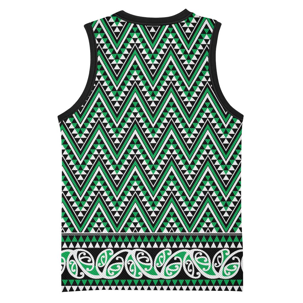 New Zealand Maori Niho Taniwha Basketball Jersey Kakariki Mangopare and Puhoro Pattern - Aussie Hoodie