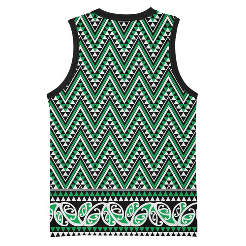 New Zealand Maori Niho Taniwha Basketball Jersey Kakariki Mangopare and Puhoro Pattern - Aussie Hoodie