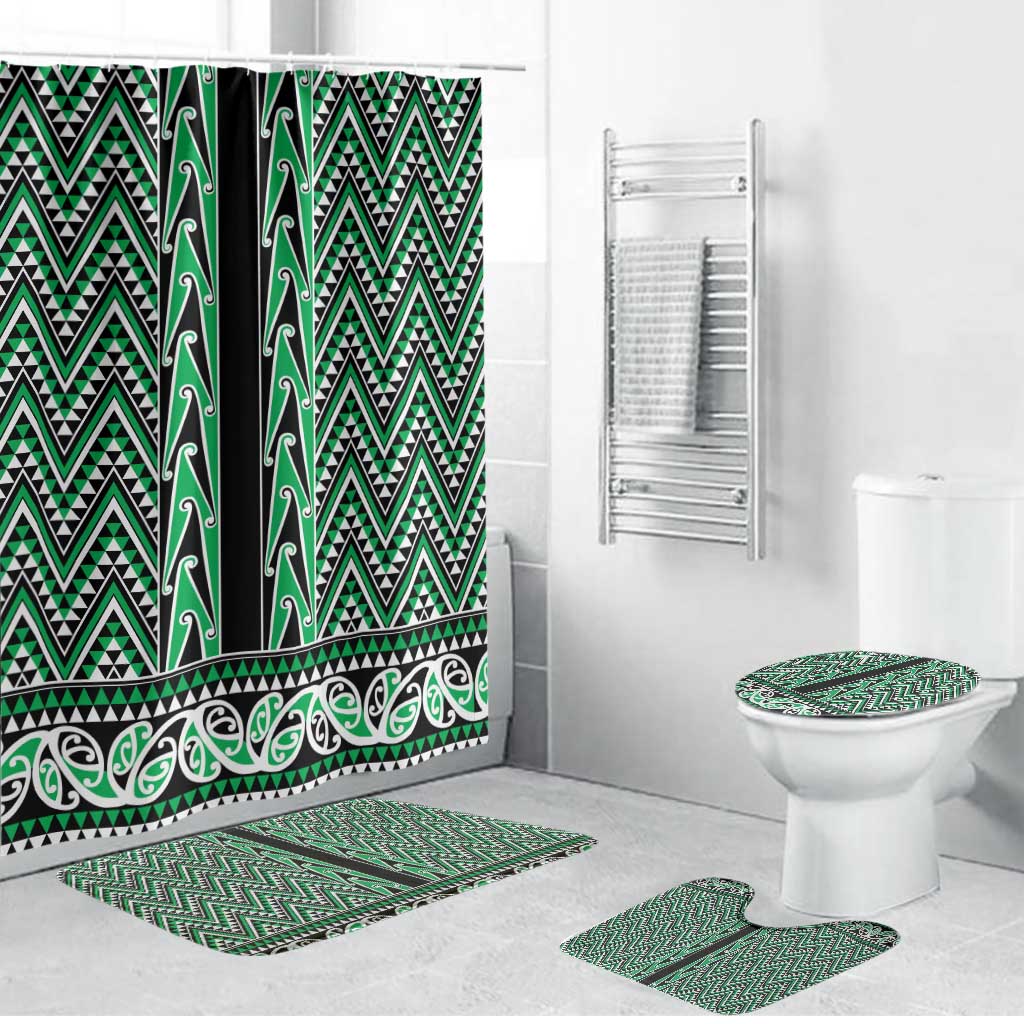 New Zealand Maori Niho Taniwha Bathroom Set Kakariki Mangopare and Puhoro Pattern - Aussie Hoodie