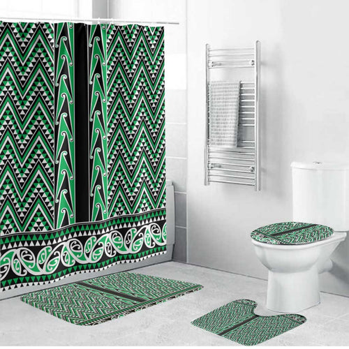 New Zealand Maori Niho Taniwha Bathroom Set Kakariki Mangopare and Puhoro Pattern - Aussie Hoodie