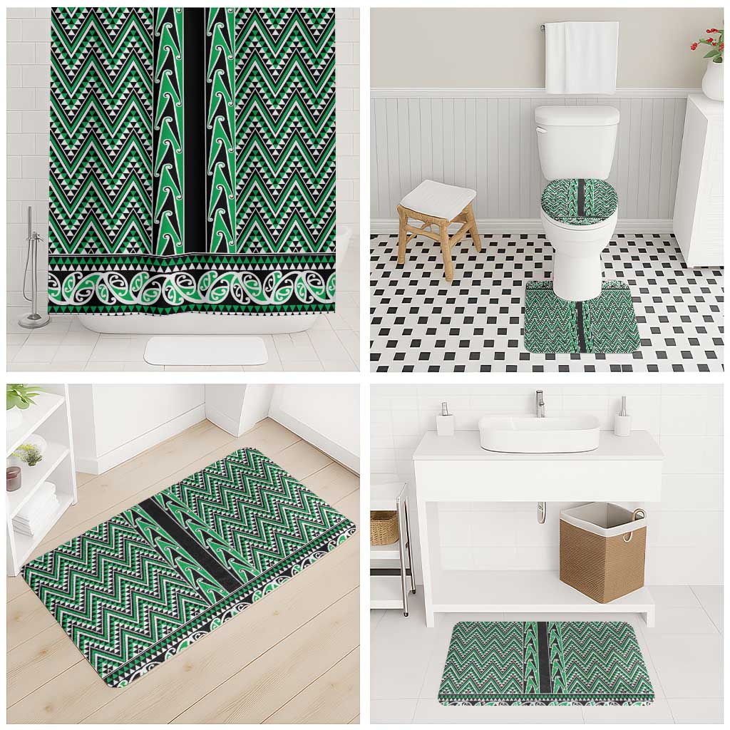 New Zealand Maori Niho Taniwha Bathroom Set Kakariki Mangopare and Puhoro Pattern - Aussie Hoodie