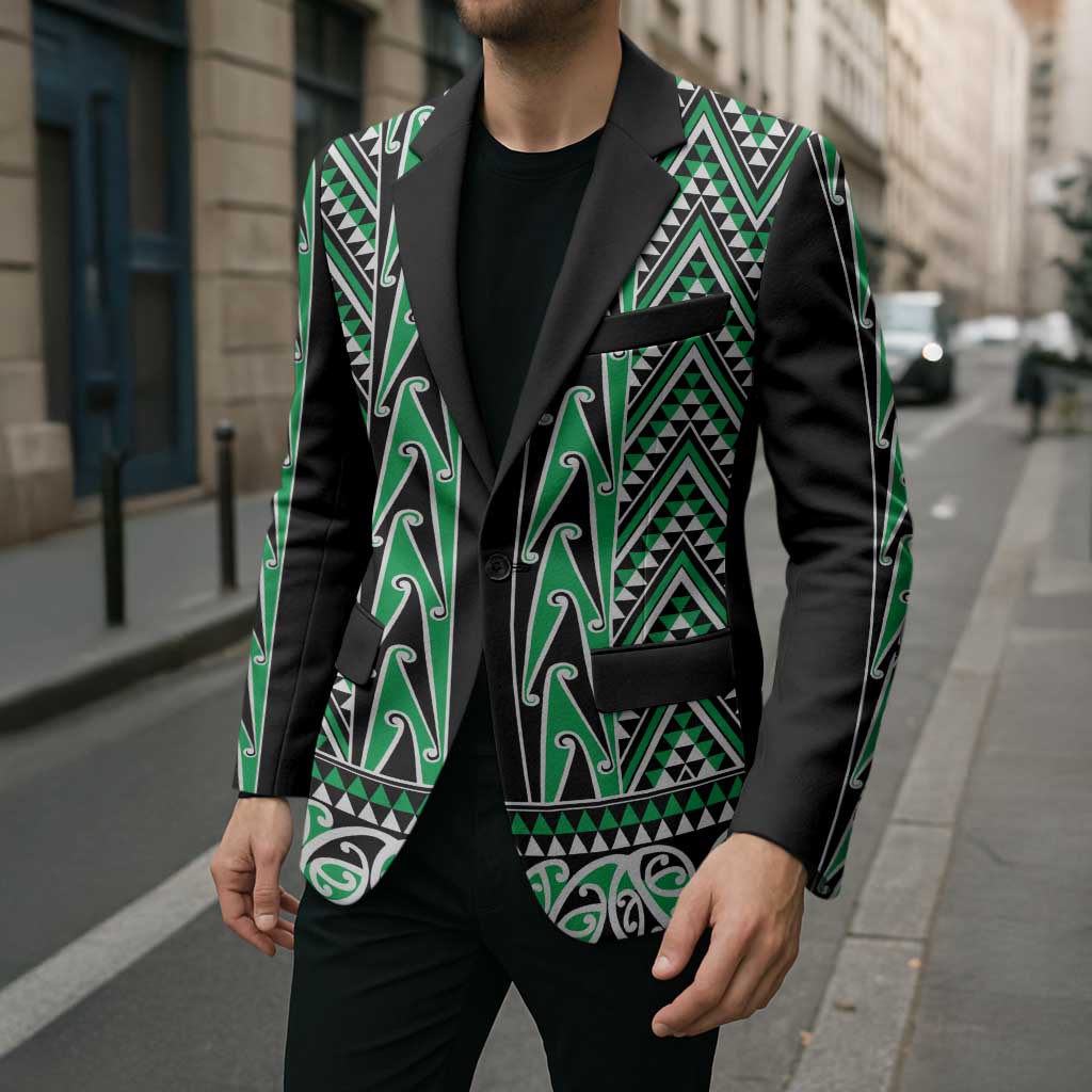 New Zealand Maori Niho Taniwha Blazer Kakariki Mangopare and Puhoro Pattern - Aussie Hoodie
