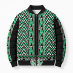 New Zealand Maori Niho Taniwha Bomber Puffer Jacket Kakariki Mangopare and Puhoro Pattern - Aussie Hoodie