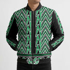 New Zealand Maori Niho Taniwha Bomber Puffer Jacket Kakariki Mangopare and Puhoro Pattern - Aussie Hoodie